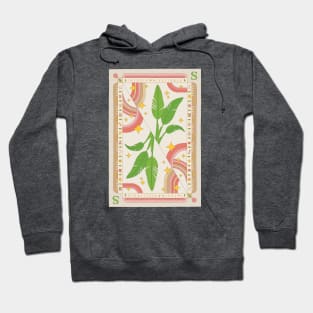 Strelitzia Nicolai White Bird Of Paradise Plant Illustration with Playing Card Design for Plant Mom Plant Daddy Hoodie